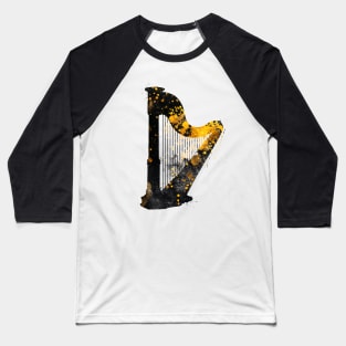 Harp music art gold and black #harp #music Baseball T-Shirt